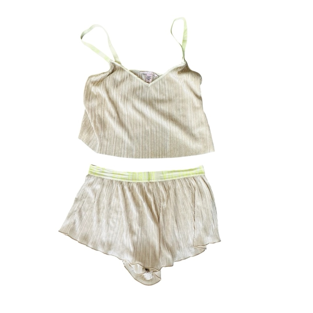 Victoria’s Secret Two-Piece Pajama Sleepwear Set Yellowish Green Women’s Medium